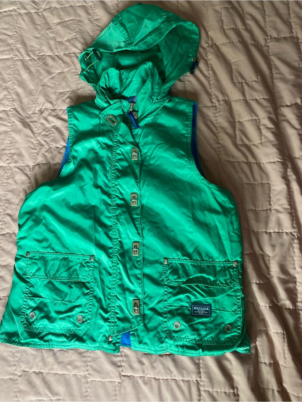 Vintage Lauren Marine Sailing Team Green Shell Vest with Optional Hood size Smal
